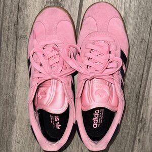 Adidas Women's Pink and Black Suede Sneakers